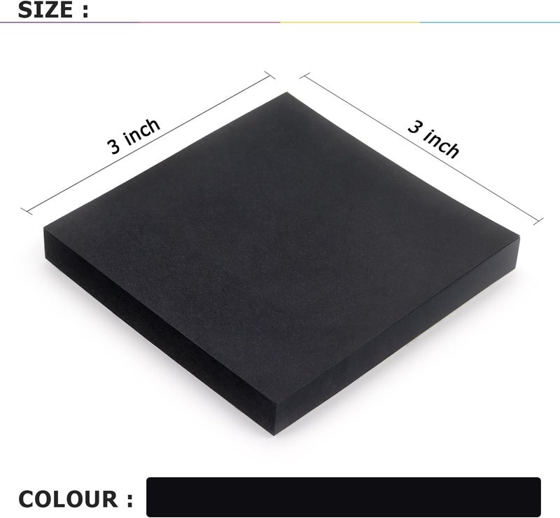 Eastern Wolf Sticky Notes 3x3 Self-Stick Notes Bright Colors Sticky Notes 4 Pads 90 Sheets/Pad (Black) - Image 3